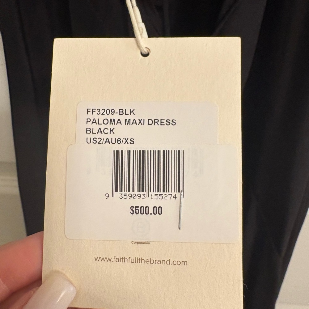 Faithfull The Brand Paloma Maxi Dress Black Silk Open Back NWT XS US 2 - Picture 8 of 10